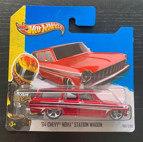 Hot Wheels Chevy Nova Station Wagon Red With Black Interior Short Card Hard To Find