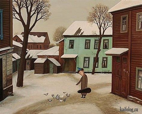 Валентин Губарев (40 картин) | Naive art, Winter painting, Magical art