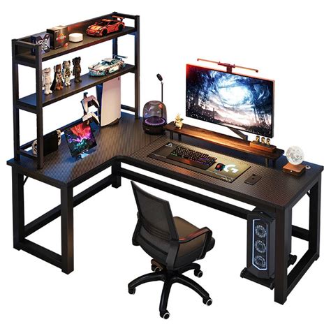 L-Shaped Gaming Desk Computer Desk with Shelf – Zwob