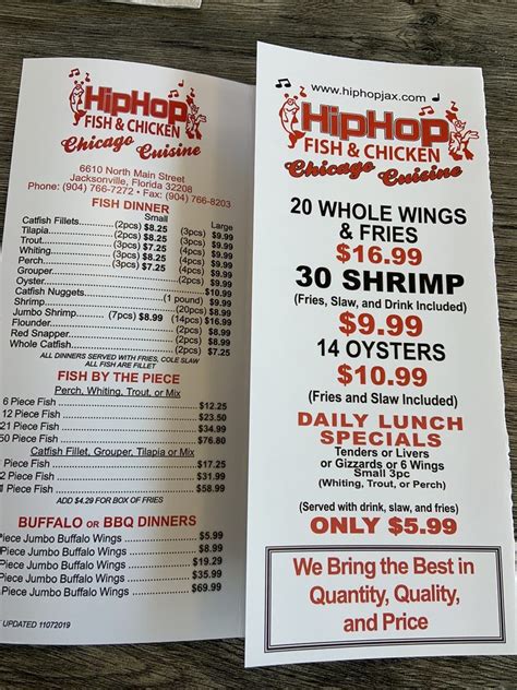 Hip Hop Fish and Chicken Menu (Full Menu Update 2025)