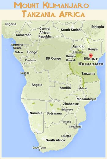 Mount Kilimanjaro On Africa Map Map Of Rose Bowl