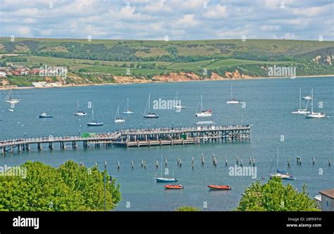 Pier From Cliff Swanage Dorset Stock Photo Alamy
