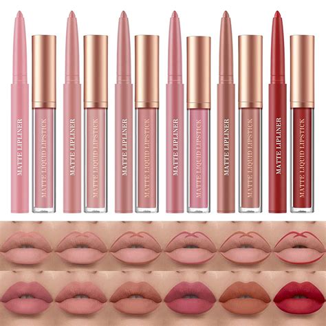 St Ck Matt Lippenstift Lip Liner Set Nude Lipstick Lippenkonturenstift Waterproof Long