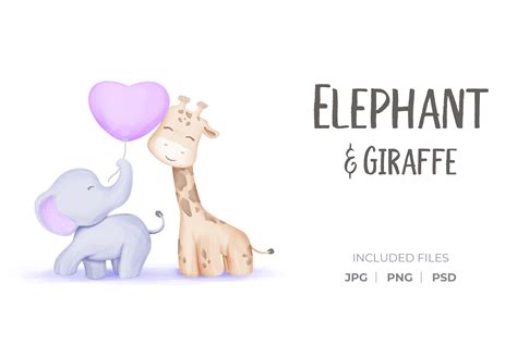 Friendship Elephant and Giraffe Graphic by alolieli · Creative Fabrica