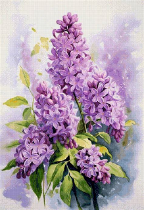 Схема вышивки «Акварельная сирень» (№2722467) - Вышивка крестом