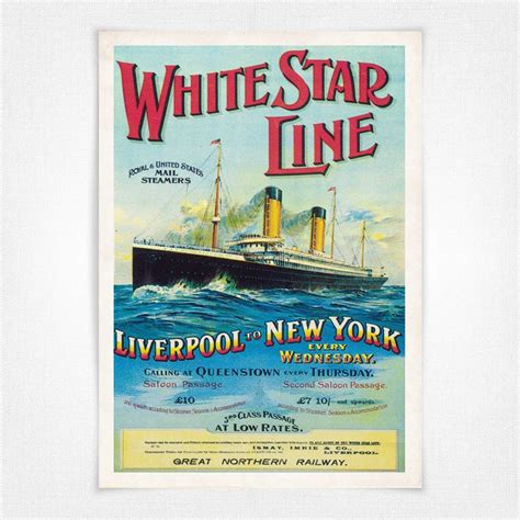 White Star Line poster - Liverpool to New York Every Wednesday - 1905 ...