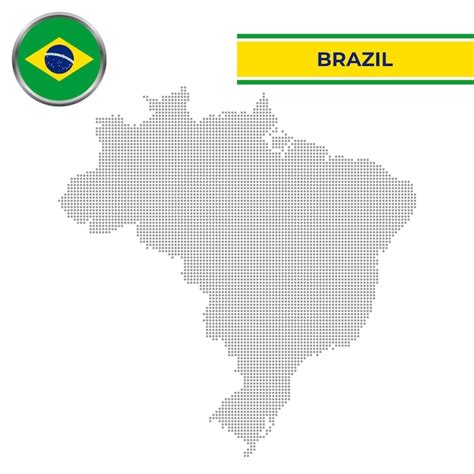 Mapa Pontilhado Do Brasil Bandeira Circular Vetor Premium