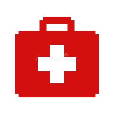 First Aid Kit Bag Icon Pixel Art Stock Illustration Illustration Of