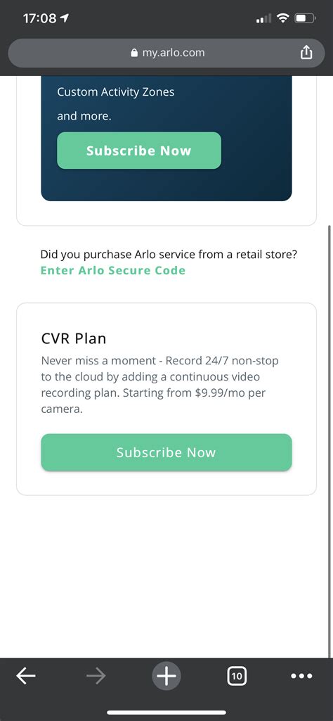 CVR Subscription plan - Arlo Community