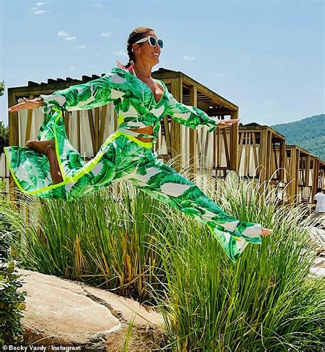 Rebekah Vardy Shows Off Her Incredible Figure In Neon Green Bikini As She Poses For Sizzling