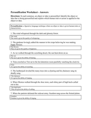 Personification Worksheet 6 | PDF - Worksheets Library