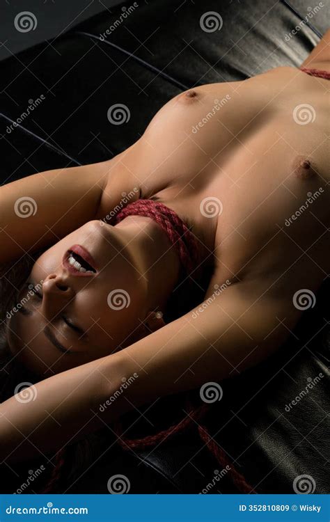 Naked Woman Her Wrists Tied Up With Rope View Stock Image Image Of Black Seductive 352810809