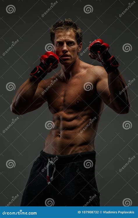 Man With Naked Torso Poses In Studio Stock Photo Image Of Caucasian Competitor 107908732