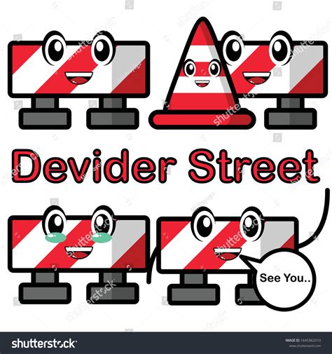 Cute Cartoon Roadblock Character Vector Illustration Stock Vector ...
