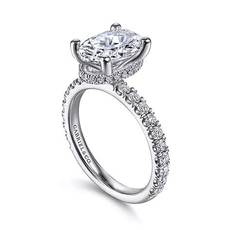 Hidden Halo Oval Diamond Engagement Ring