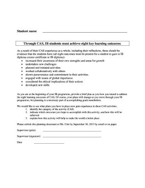 Fillable Online International Baccalaureate Form Cas Aef Fax Email