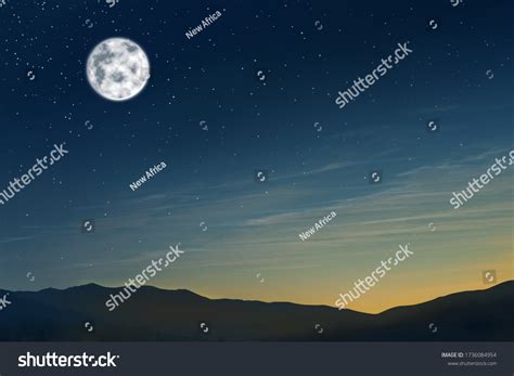 beautiful landscape full moon night sky stock photo