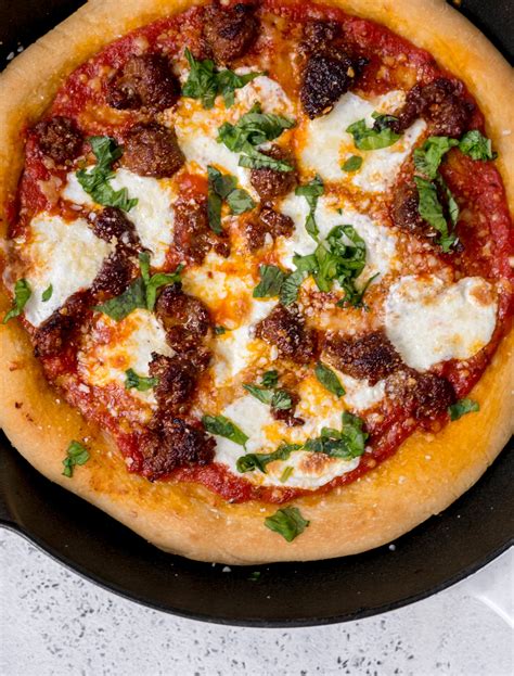 Spicy Sausage Cast Iron Pizza The Food Joy