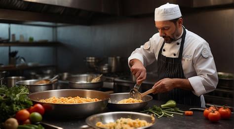 Premium Photo | Chef cooking food in the restaurant chef preparing food ...