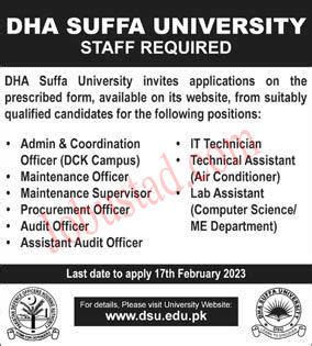 Latest Dha Suffa University Jobs In Karachi February