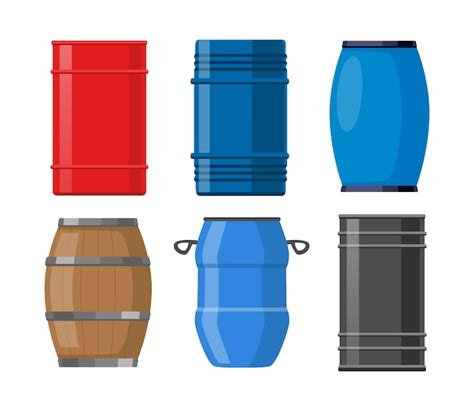 Vaten Voor Alcohol Of Chemische Vloeibare Vectorillustraties Set