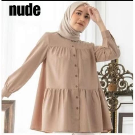 Jual Blouse Tunik Atasan Heaven Lights Sophia Blouse Nude L Original Preloved Pl Shopee