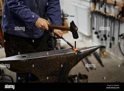 blacksmith working   workshop stock photo alamy