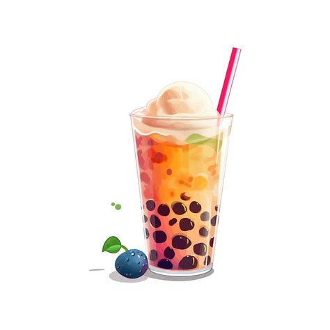 Aquarell Bunte Bubble Tea Clipart Wei Er Hintergrund Premium Vektor