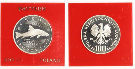 Polen 100 Zlotych 1977 Probe Fisch Proof MA Shops