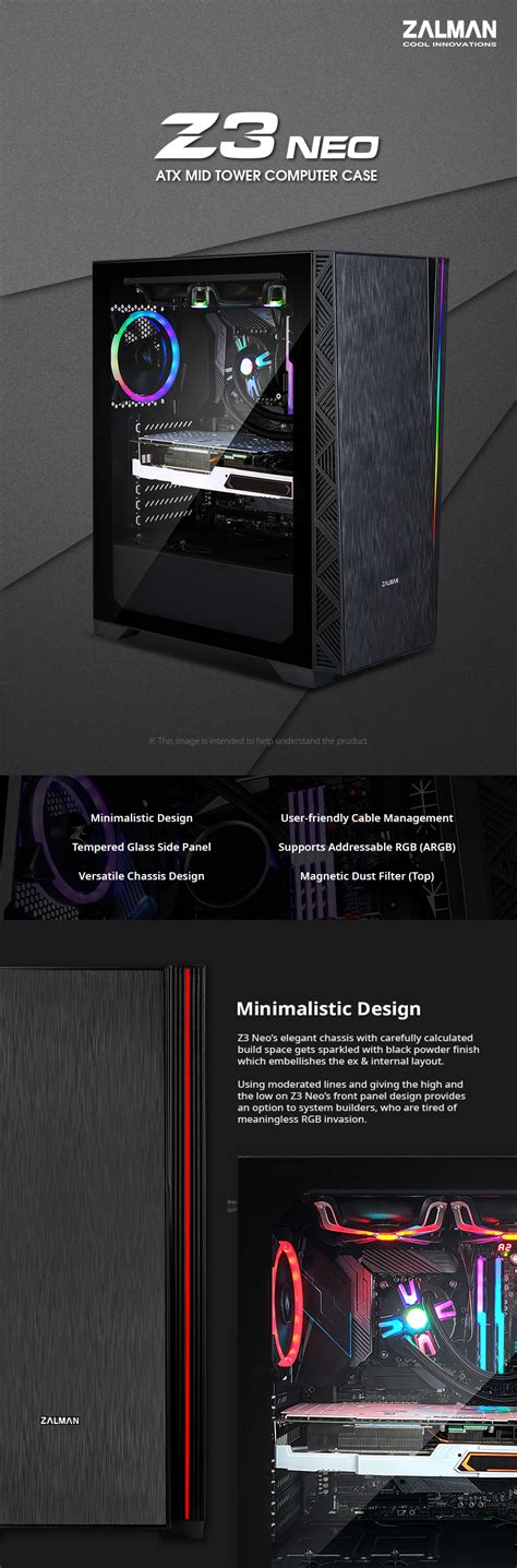 Zalman Z3 NEO ATX Mid Tower Gaming Case - Hasoobi