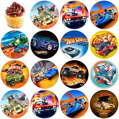 Topper Hot Wheels Hot Wheels Birthday Hot Wheels Cupcakes Toppers Hot Wheels Cupcakes
