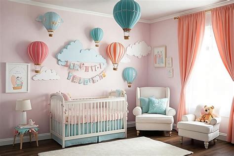 Whimsical Hot Air Balloon Nursery Premium Ai Generated Image