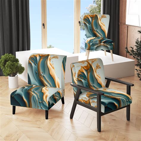 Designart Golden Brush Strokes Pattern Upholstered Traditional Accent