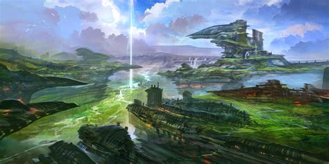 Gray Spaceship And Mountain Painting Chrono Cross Artwork Digital