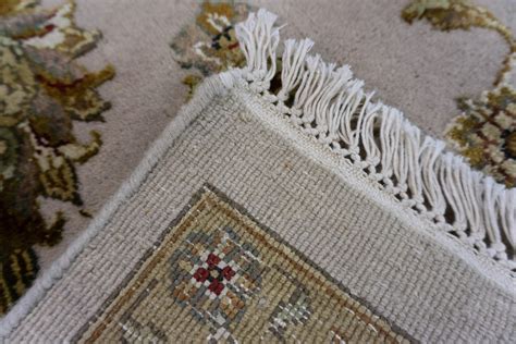 Lot Indo Tabriz Hand Knotted Wool And Silk Rug Approx 101” X 710 12”