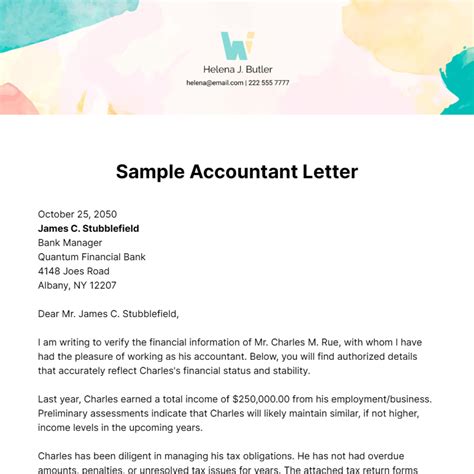 Free Accountant Letter Templates And Examples Edit Online And Download