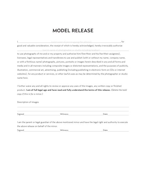 Model Release Form 8 Free Templates In Pdf Word Excel Download