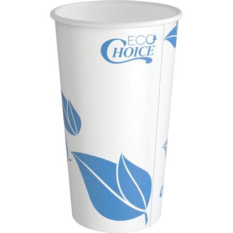 EcoChoice 16 Oz Leaf Print Compostable Paper Hot Cup 50 Pack