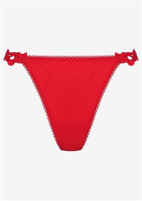 Perizoma Rosso Con Ricamo E Catenine La Rouge Milena Lingerie