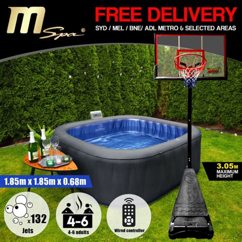Mspa Inflatable Spa Pool Hot Tub Bath Portable Basketball System Stand P For Sale From
