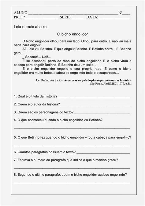 Tudo Sala De Aula Português 7 Ano Interpretação De Texto