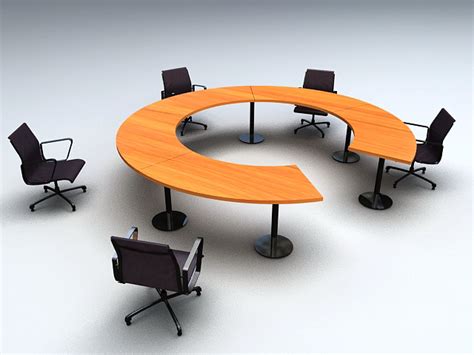 Round Conference Table With Chairs 3d Model 3ds Max Files Free Download