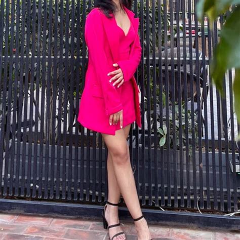 Solid Hot Pink Mini Dress With Blazer Western Wear At Best Price In Gurugram