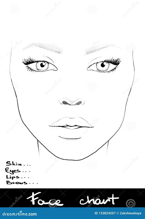 face chart makeup artist blank beautiful woman portrait face chart