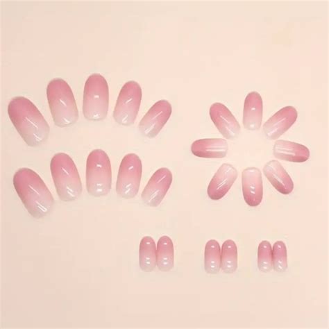 Makeup Shortmedium Press On Nails Set Of In A Nude Light Pinkish To Mauve Ombre Poshmark