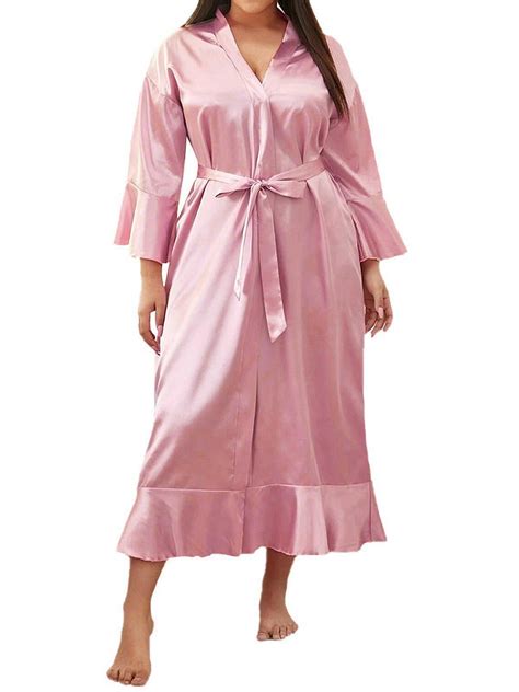Yolossia Womens Plus Size Lingerie Satin Silk Nightgown Kimono Robe Pajamas Sleepwear Walmart