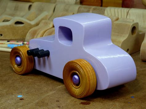 Wood Toy Car Hot Rod 27 T Coupe Handmade And Finished With Lavender