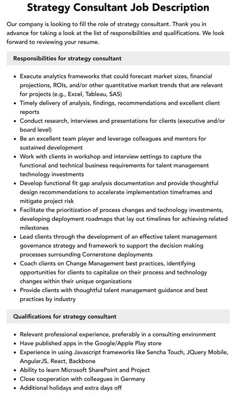 Strategy Consultant Job Description Velvet Jobs