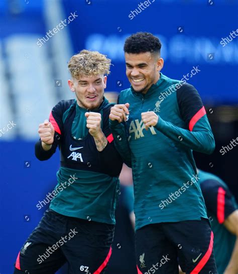 Harvey Elliott Luis Diaz Liverpool Jump Editorial Stock Photo Stock