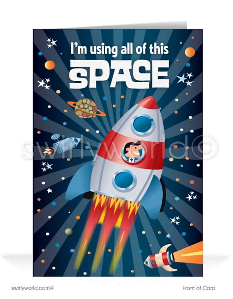 Astronaut In Rocket Using All This Space To Say Thank You Cards For Swirly World Design